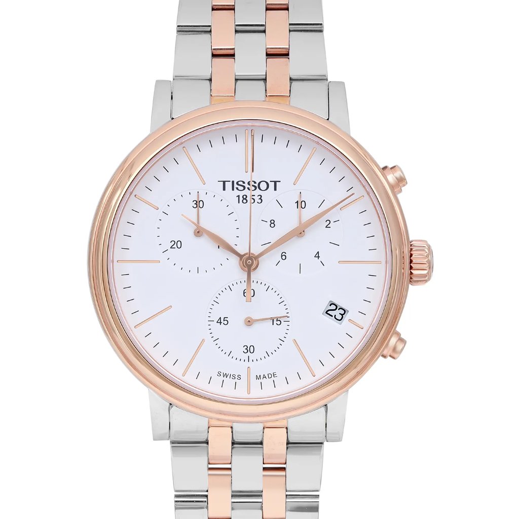 Up Close Front Facing Picture Of Tissot T122.417.22.011.00 Stainless Steel Watch Pre Owned Condition