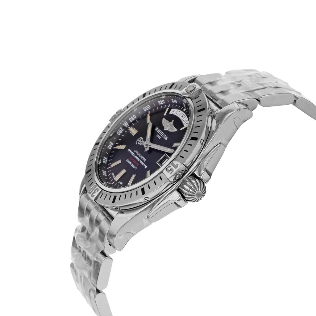 View Of Crown Facing Side Of Breitling A45320B9/BD42-375A Stainless Steel Watch Display Model Condition