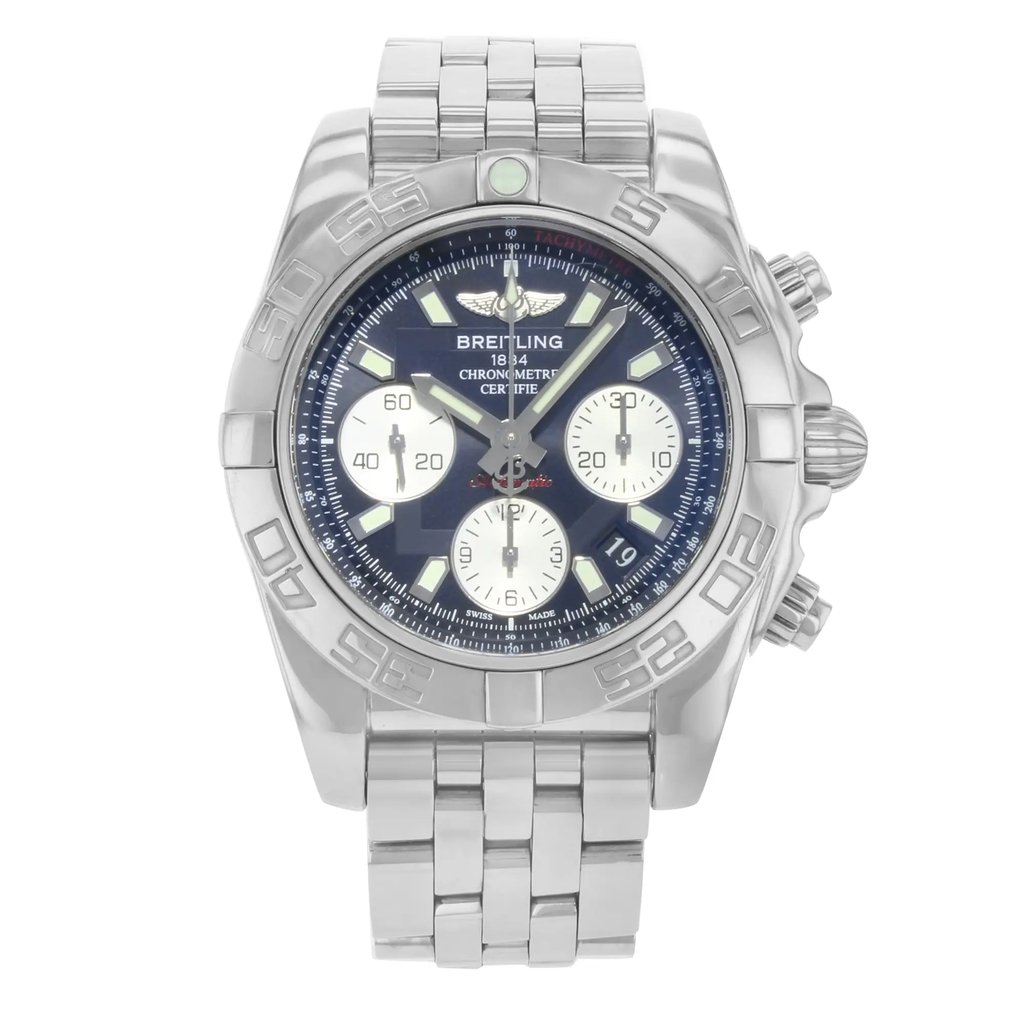 Front Full View Of Breitling AB014012/BA52-378A Stainless Steel Watch Pre Owned Condition {Product Condition}