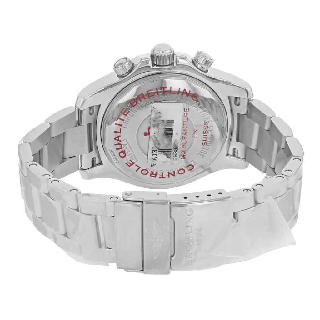 Back View Of {Caseback} Back Case And Closed Stainless Steel Band Of Breitling A13311C9/BE93-161A Watch Display Model Condition