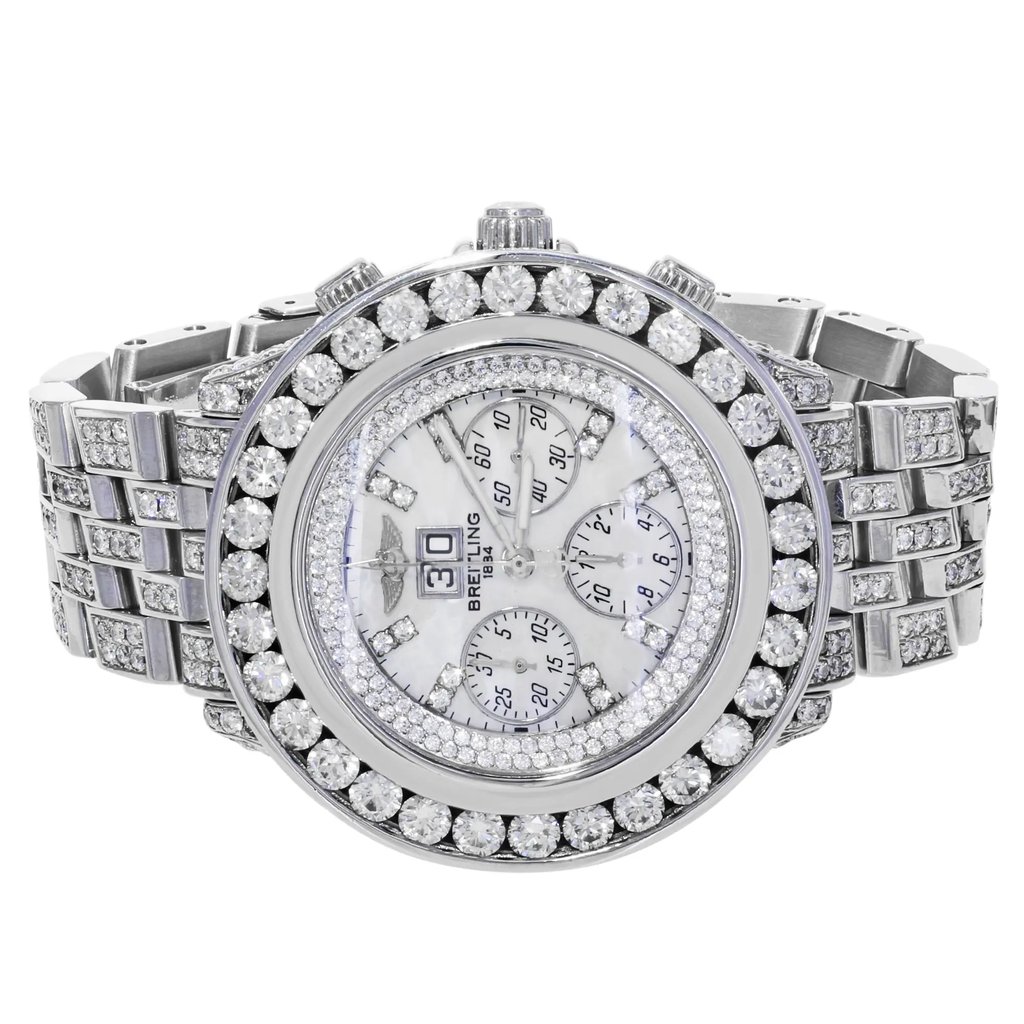 Front Full View Of Breitling A44355 Stainless Steel Watch Pre Owned Condition {Product Condition}