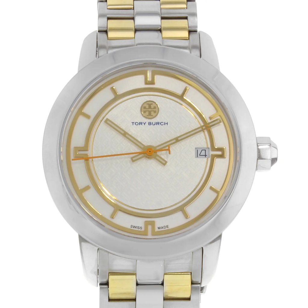 Up Close Front Facing Picture Of Tory Burch TRB1014 Stainless Steel Watch Pre Owned Condition