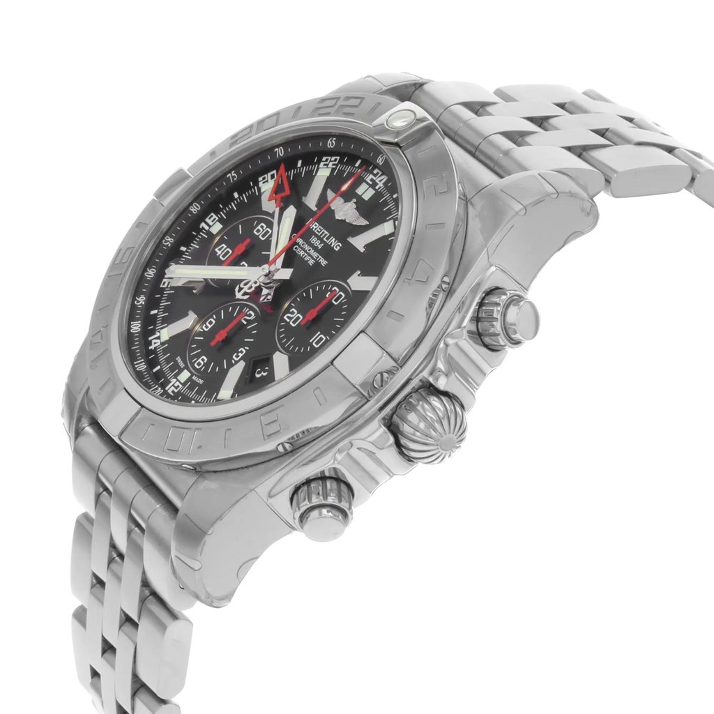 View Of Crown Facing Side Of Breitling AB041210/BB48-384A Stainless Steel Watch Display Model Condition