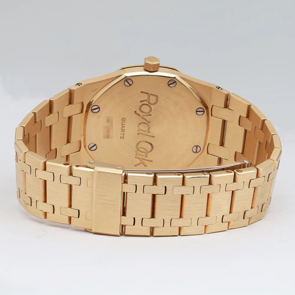 Back View Of {Caseback} Back Case And Closed Yellow Gold Band Of Audemars Piguet 56175ba Watch Pre Owned Condition