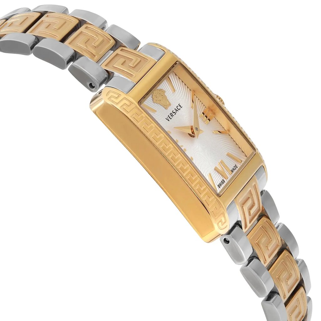 View Of Opposite Crown Facing Side Of Versace VE1C00621 Stainless Steel Watch New With Defects Condition