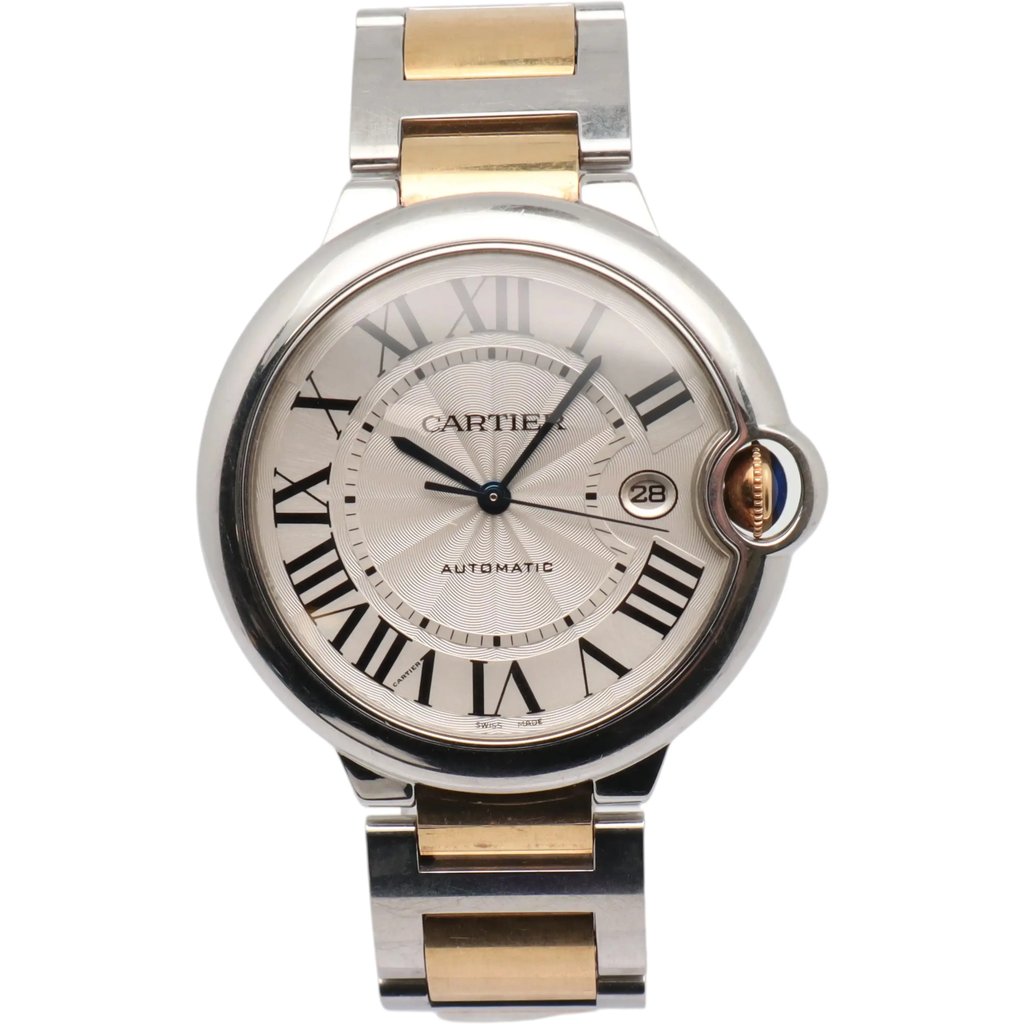 Front Full View Of Cartier 3001 Stainless Steel Watch Pre Owned Condition Good