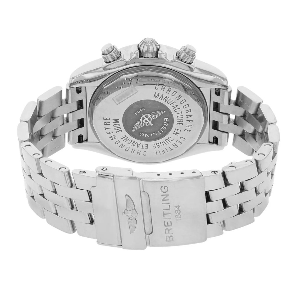 Back View Of {Caseback} Back Case And Closed Stainless Steel Band Of Breitling A13356 Watch Pre Owned Condition