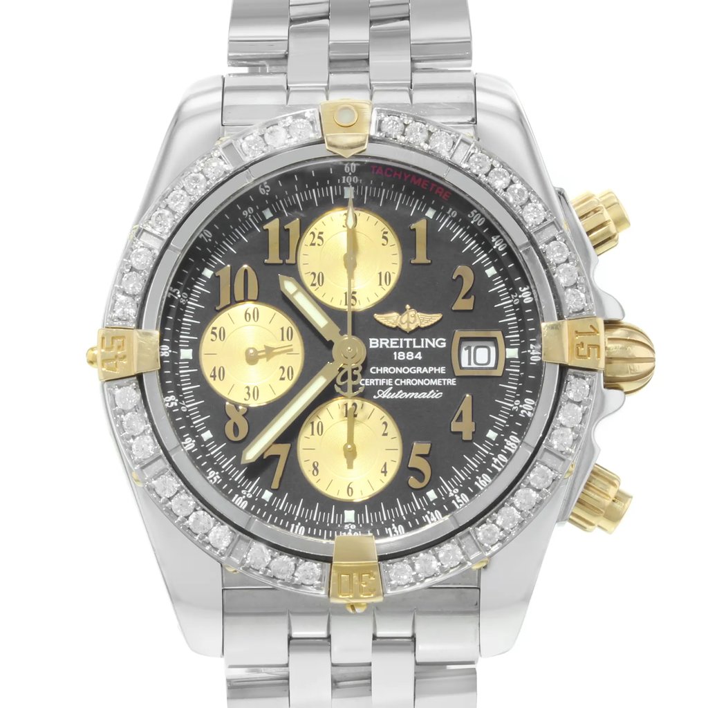 Up Close Front Facing Picture Of Breitling B13356 Stainless Steel Watch Pre Owned Condition