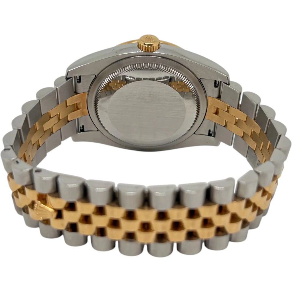 Back View Of Solid Back Case And Closed Stainless Steel,Yellow Gold Band Of Rolex 116243 Watch Pre Owned Condition