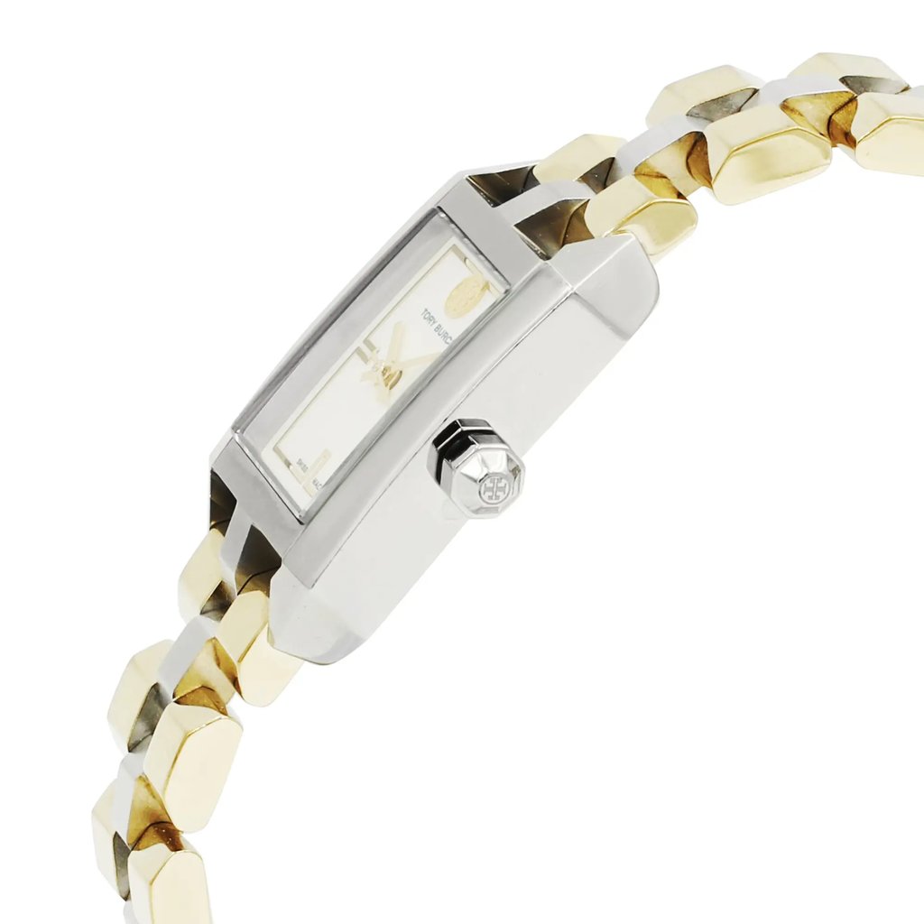 View Of Crown Facing Side Of Tory Burch TB1102 Stainless Steel Watch Pre Owned Condition