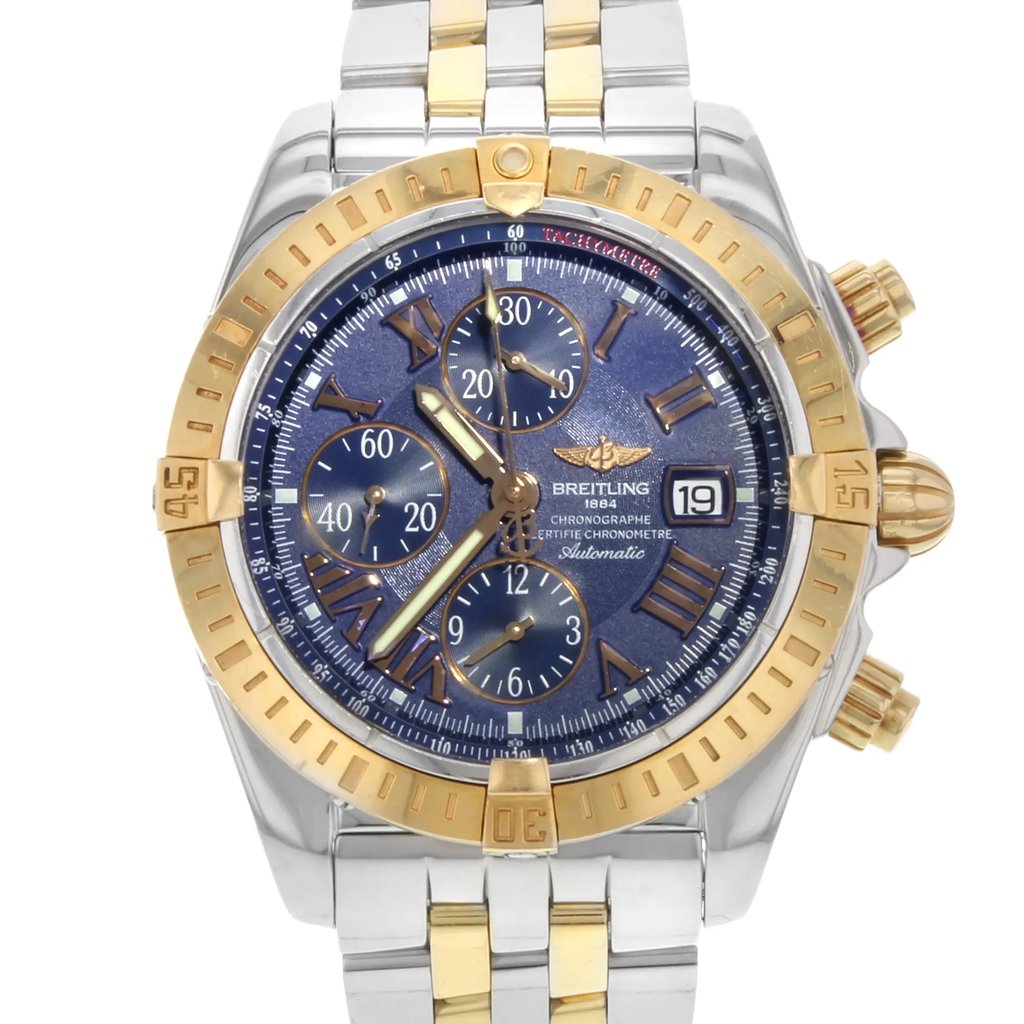 Up Close Front Facing Picture Of Breitling C13356 Stainless Steel Watch Pre Owned Condition