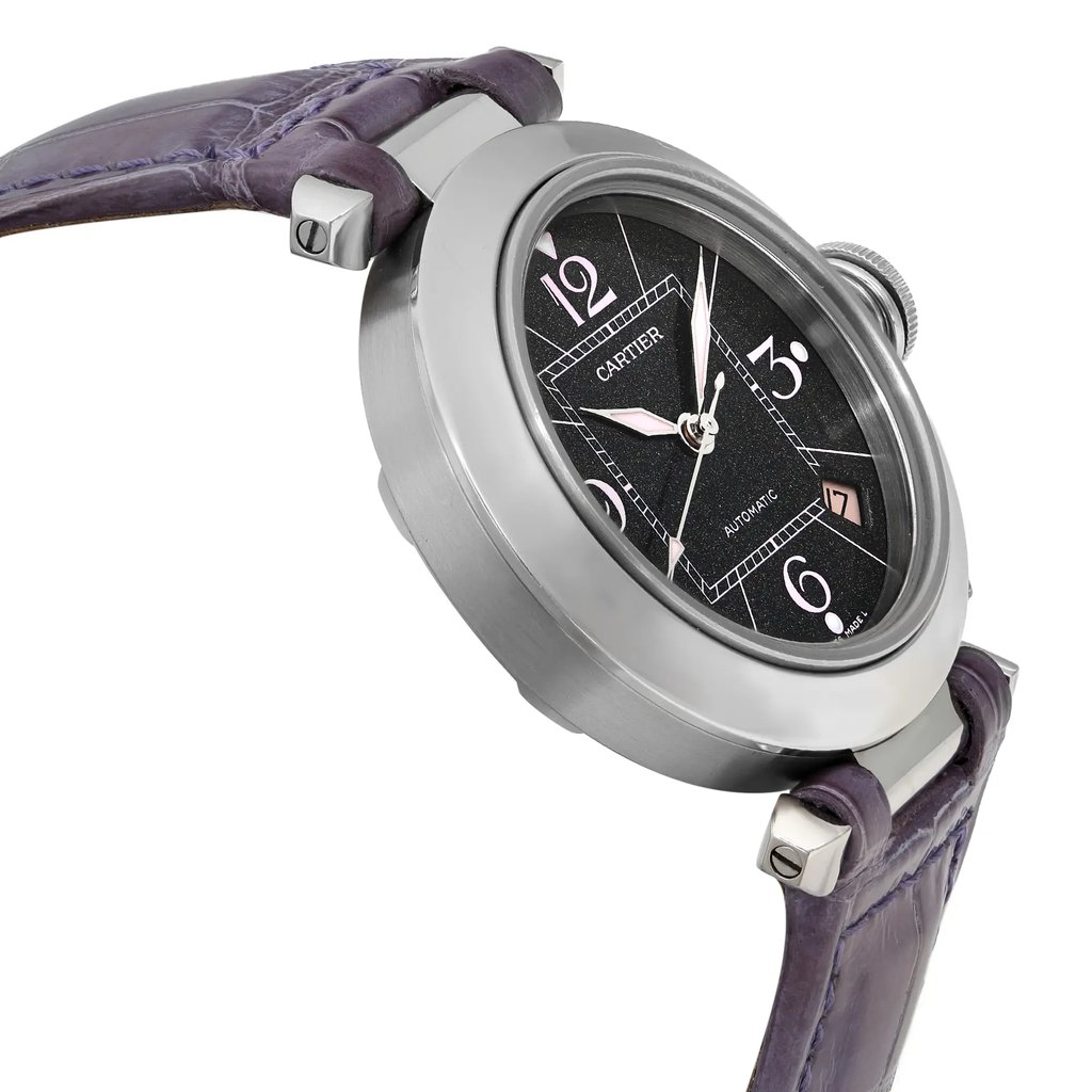 View Of Opposite Crown Facing Side Of Cartier 2324 Stainless Steel Watch Pre Owned Condition