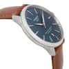 An image of a Wristwatch by Tissot. This Unworn item is designed for Men, featuring a Casual style. It has a Mechanical (Automatic) movement and an Analog display with a Blue dial color. The indices include 12-Hour Dial,Stick Indexes. The band is made of Leather and the case is made of Stainless Steel. The watch has a Round shape with a case size of 39 mm and a case thickness of 11 mm.