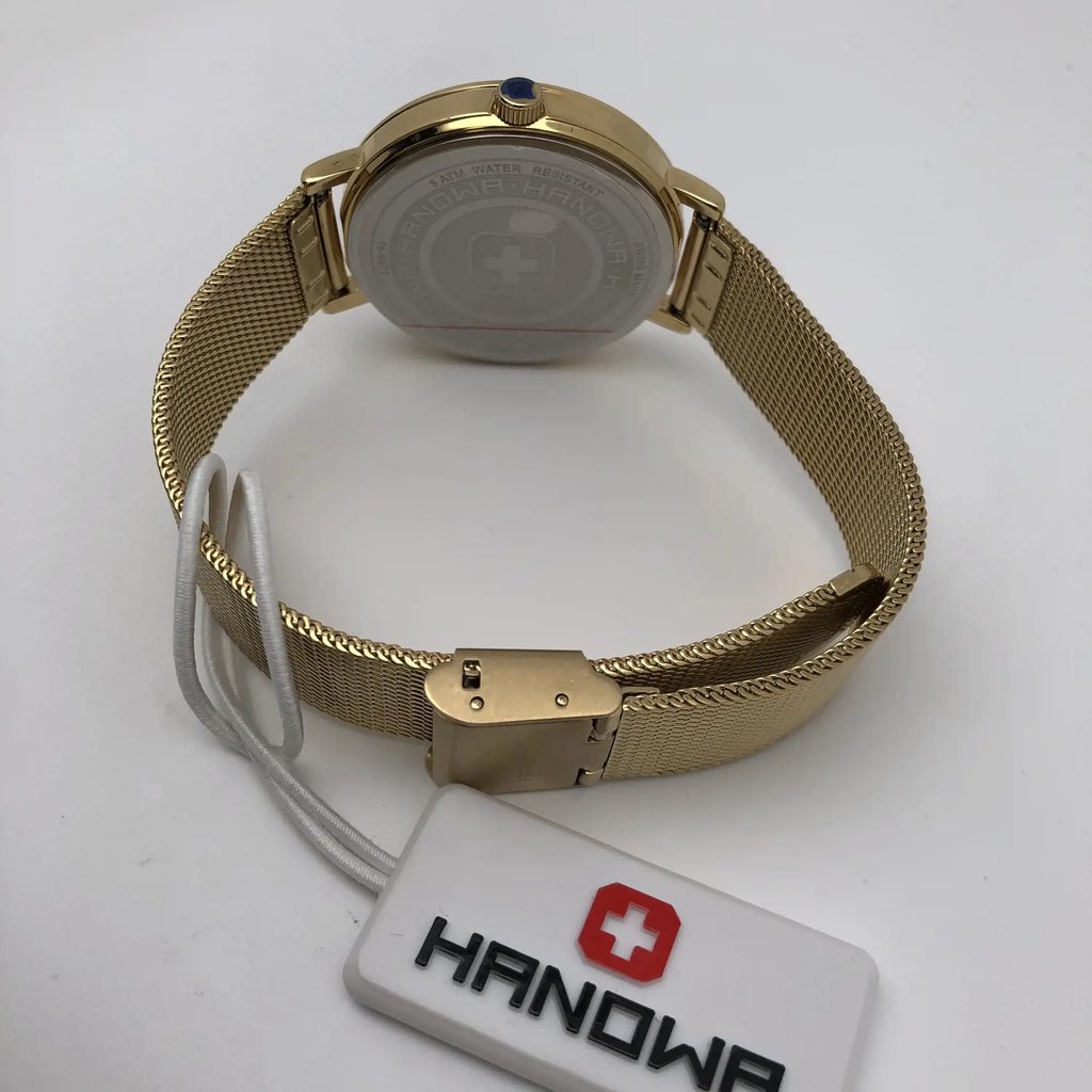 Back View Of Snap Back Case And Closed {Band Material} Band Of Hanowa 16-9077.02.007 Watch Display Model Condition