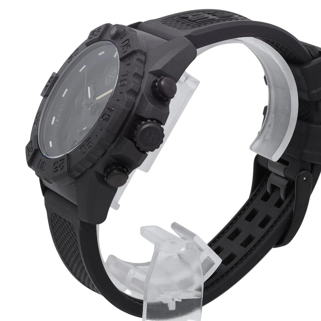 View Of Crown Facing Side Of Luminox XS.3581.BO Carbonox Watch Pre Owned Condition