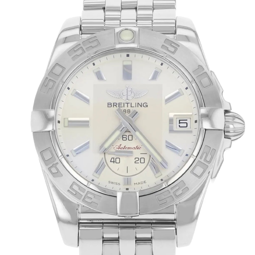 Up Close Front Facing Picture Of Breitling A3733011/G706-SS Stainless Steel Watch Display Model Condition