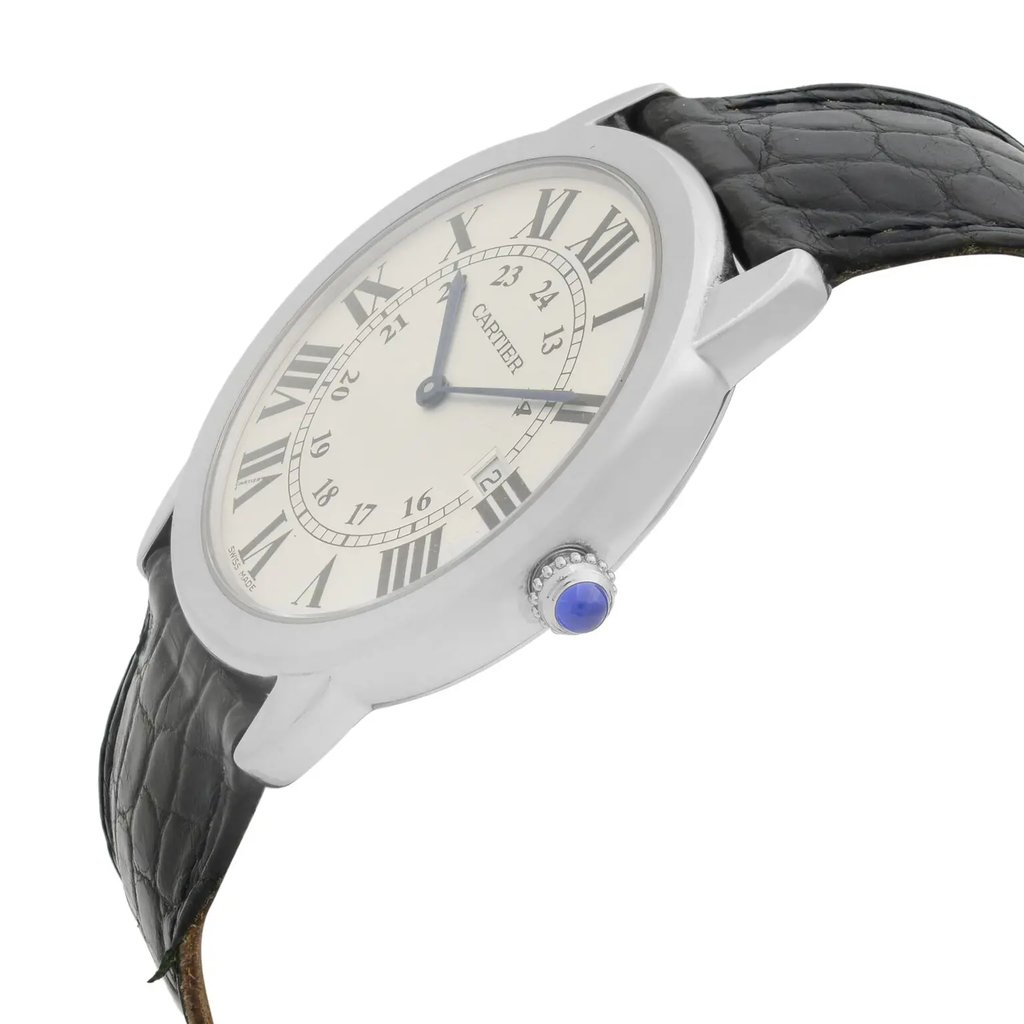 View Of Crown Facing Side Of Cartier W6700255 Stainless Steel Watch Pre Owned Condition