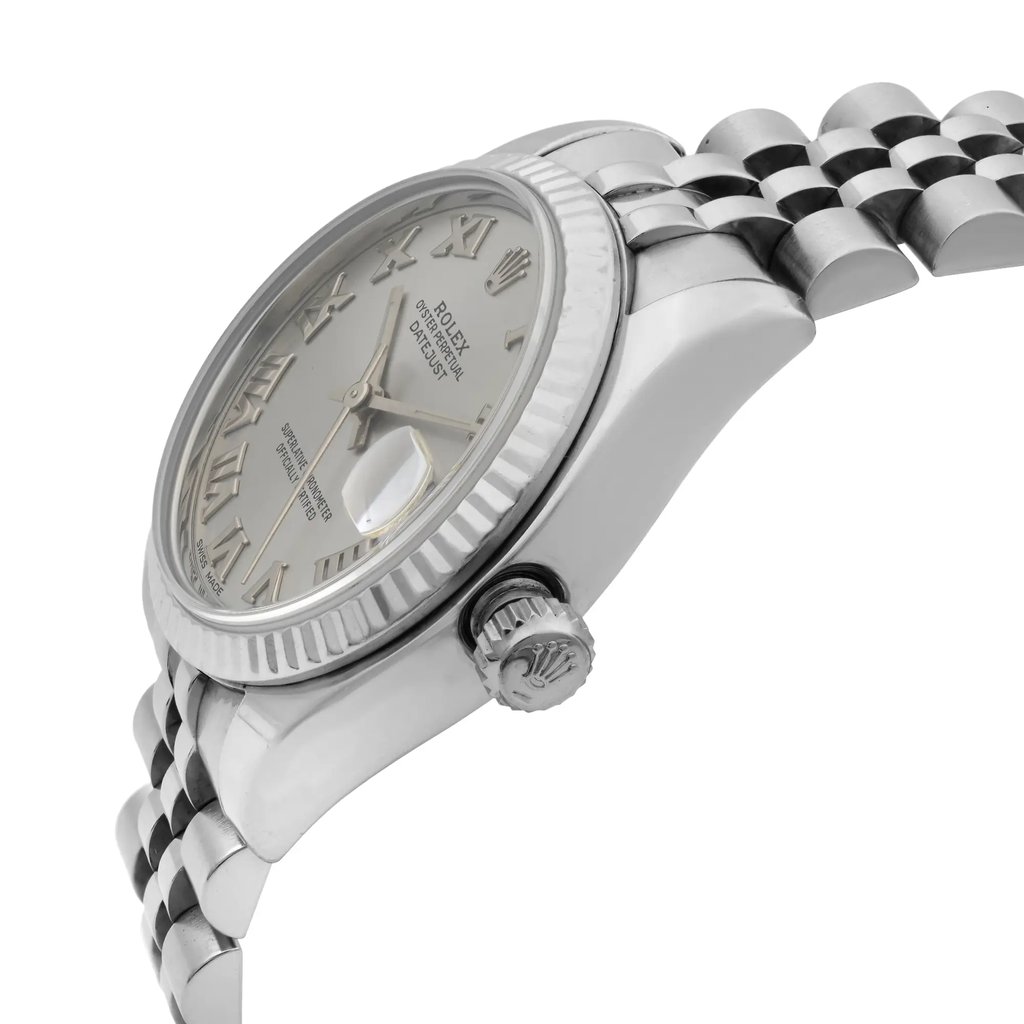 View Of Crown Facing Side Of Rolex 178274 Stainless Steel Watch Pre Owned Condition
