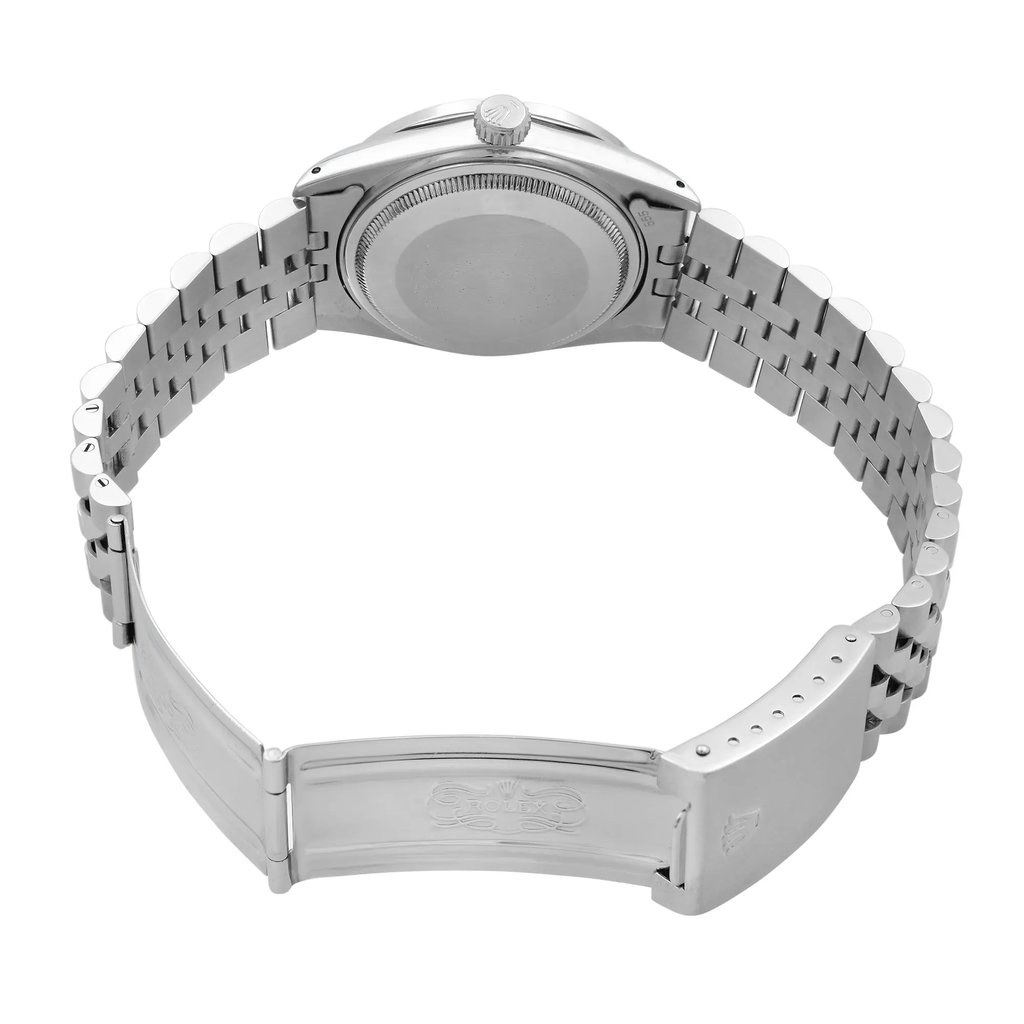 Back View Of Solid Back Case And Open Stainless Steel Band Of Rolex 16014 Watch Pre Owned Condition