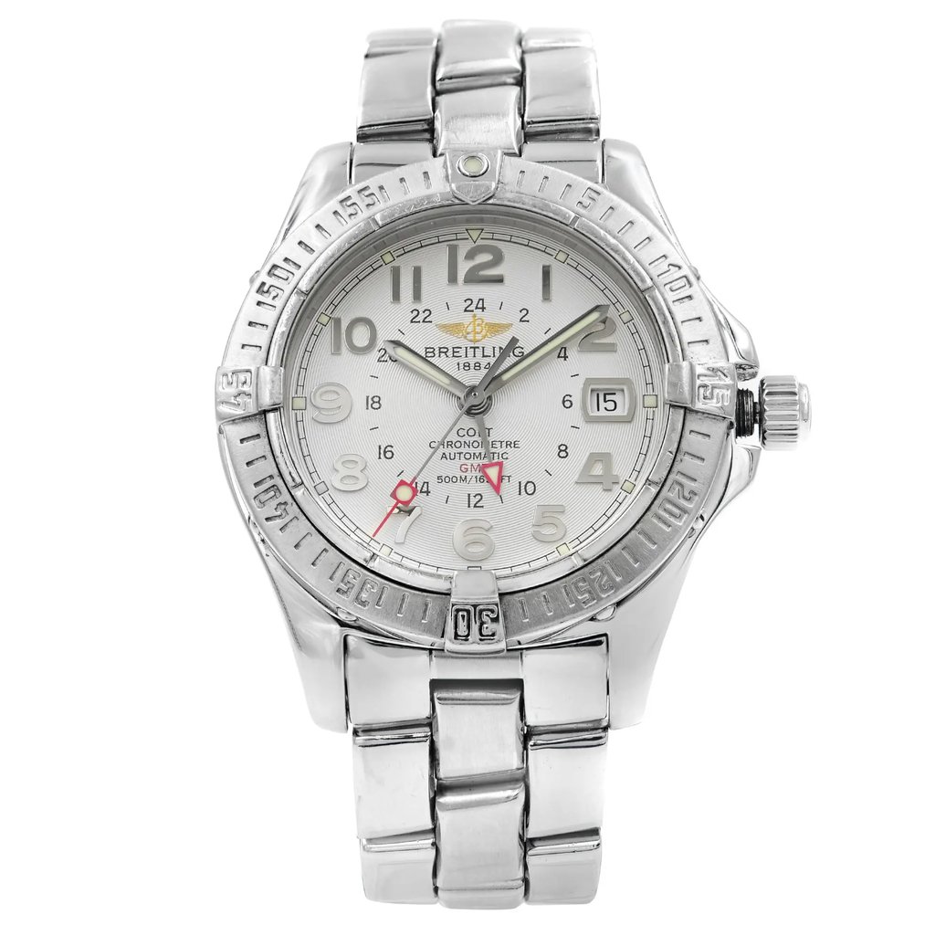 Front Full View Of Breitling A32350 Stainless Steel Watch Pre Owned Condition {Product Condition}