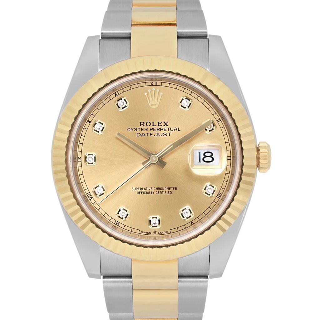 Up Close Front Facing Picture Of Rolex 126333 Stainless Steel Watch Pre Owned Condition