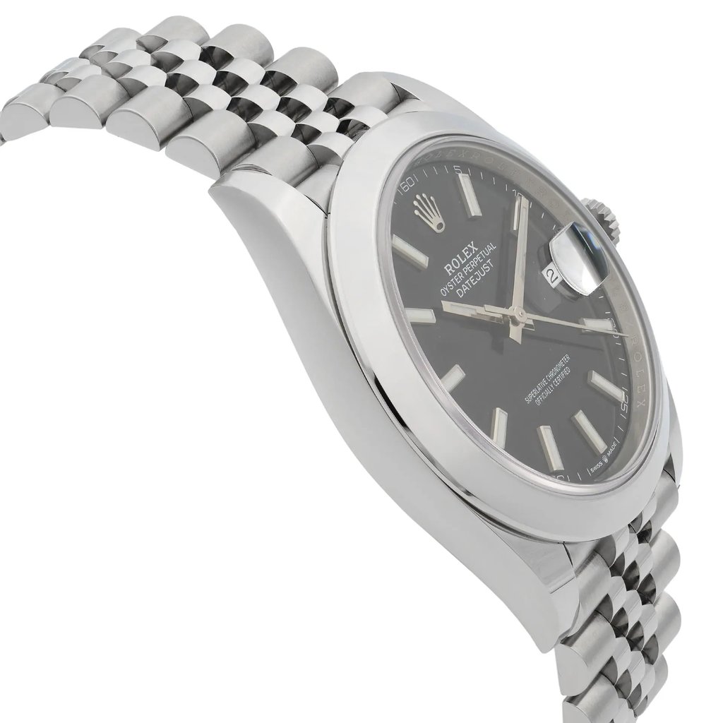 View Of Opposite Crown Facing Side Of Rolex 126300 Stainless Steel Watch Unworn Condition