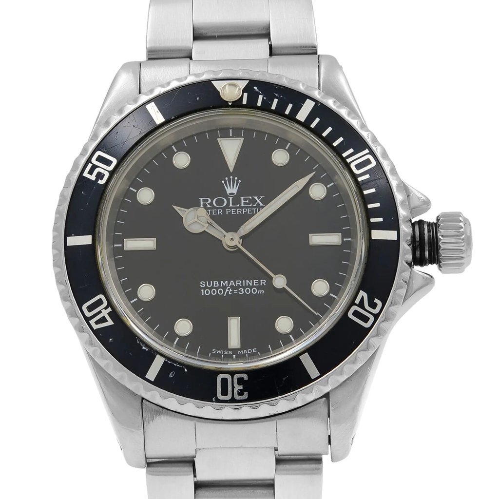 Up Close Front Facing Picture Of Rolex 14060M Stainless Steel Watch Pre Owned Condition