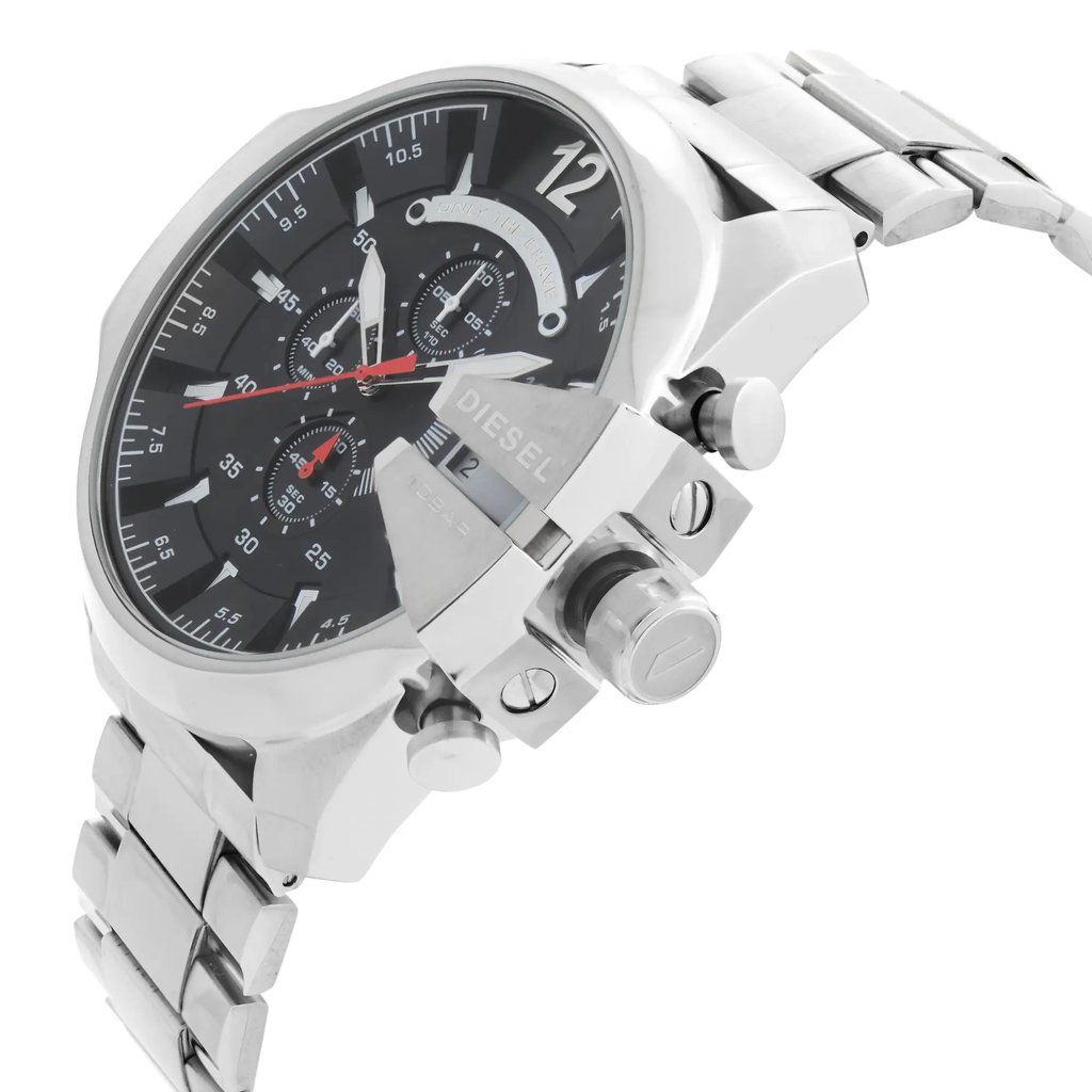 View Of Crown Facing Side Of Diesel DZ4308 Stainless Steel Watch Display Model Condition
