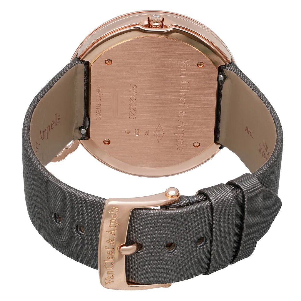 Back View Of Solid Back Case And Closed {Band Material} Band Of Van Cleef & Arpels VCARN01400 Watch Pre Owned Condition