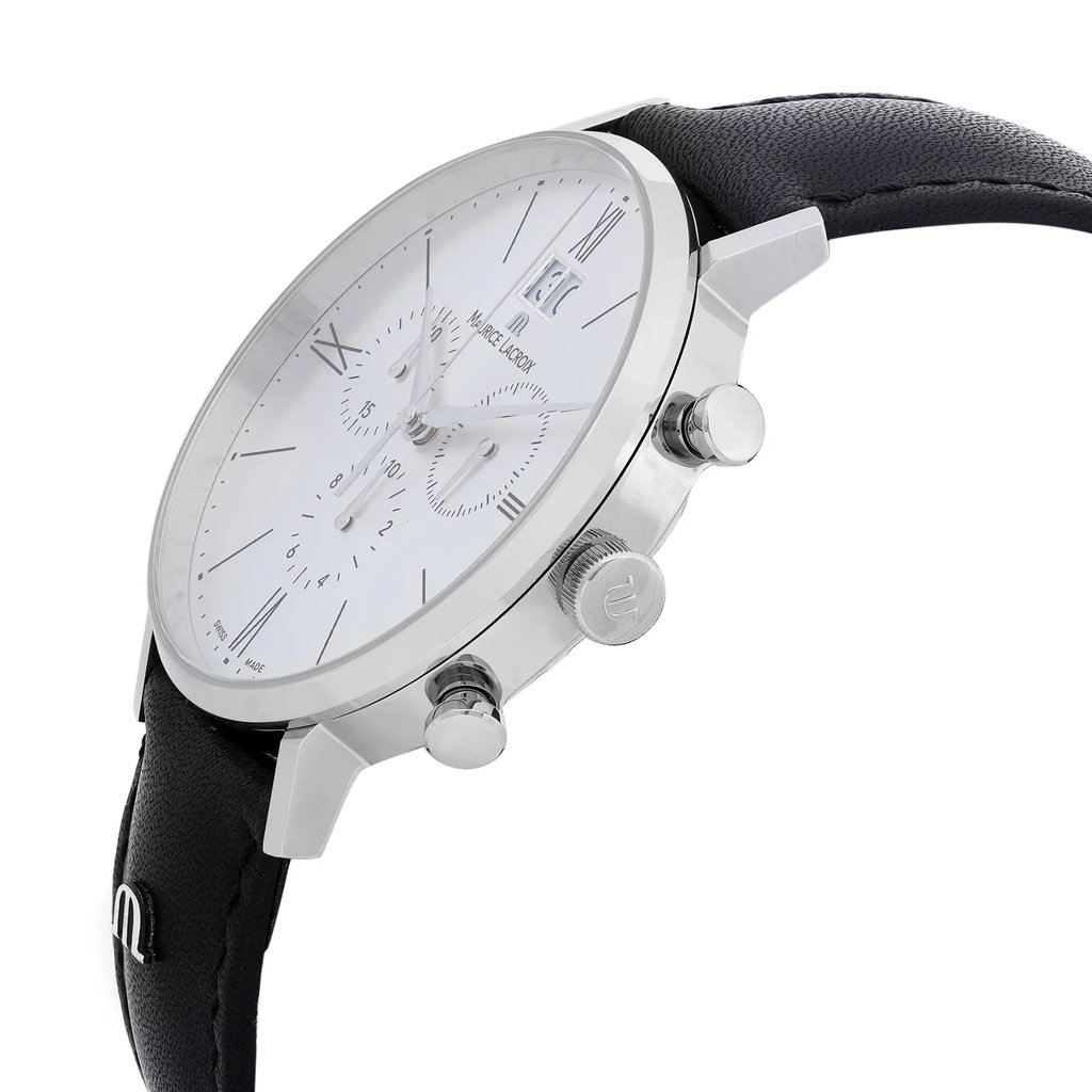 View Of Crown Facing Side Of Maurice Lacroix EL1088-SS001-110 Stainless Steel Watch Unworn Condition