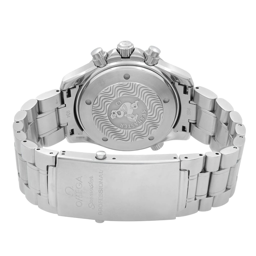 Back View Of Solid Back Case And Closed Stainless Steel Band Of OMEGA 2594.52.00 Watch Pre Owned Condition