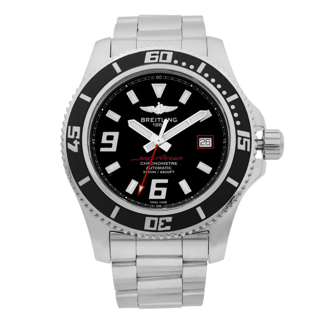 Front Full View Of Breitling A1739102/BA76-162A Stainless Steel Watch Pre Owned Condition {Product Condition}