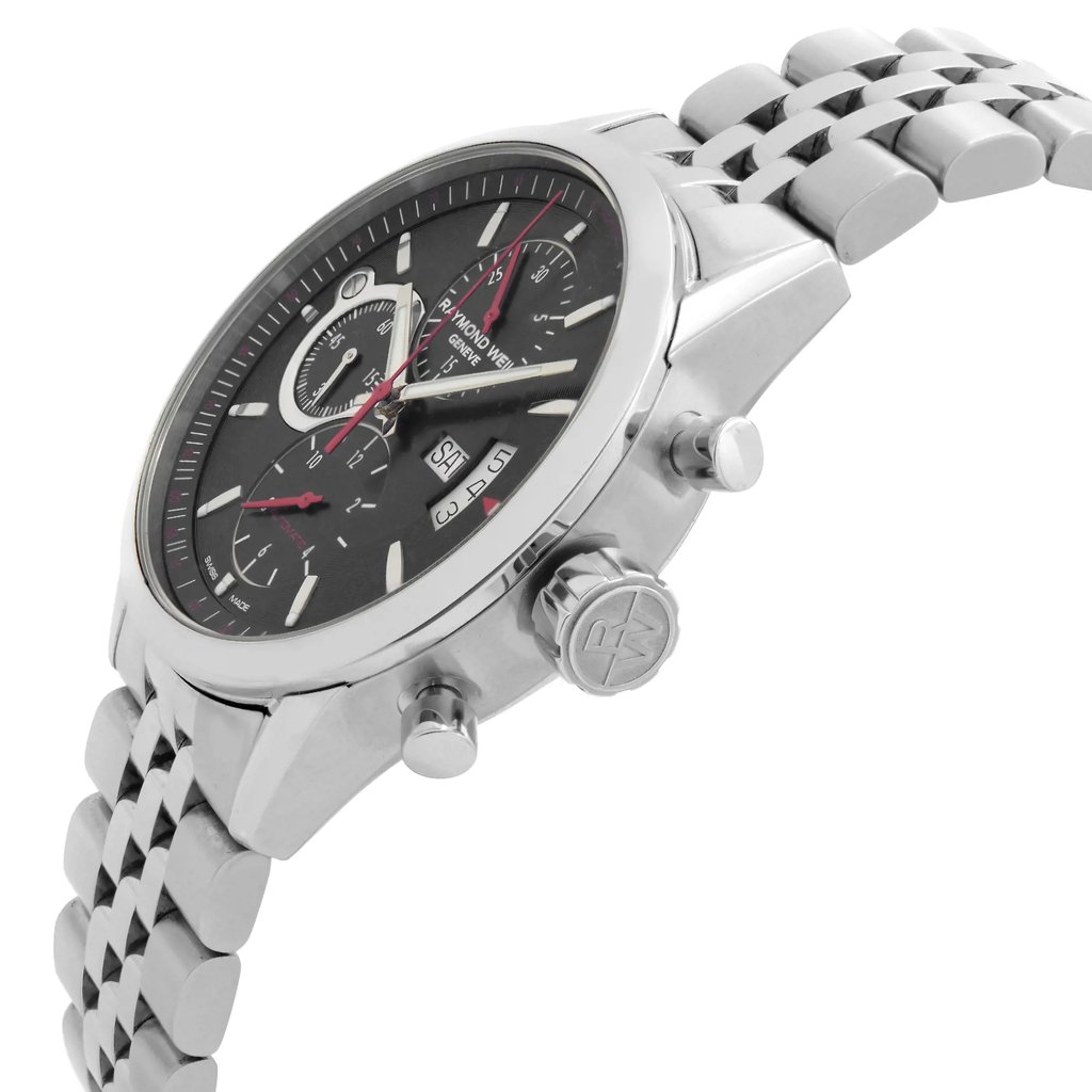 View Of Crown Facing Side Of RAYMOND WEIL 7730-ST-20041 Stainless Steel Watch Pre Owned Condition