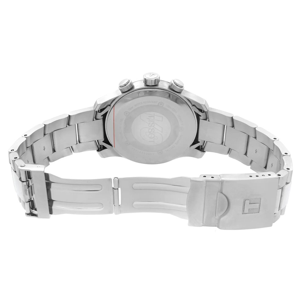 Back View Of Solid Back Case And Open Stainless Steel Band Of Tissot T039.417.11.047.03 Watch Unworn Condition