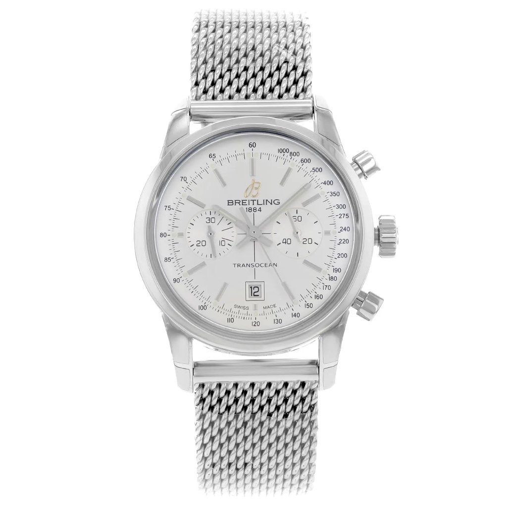 Front Full View Of Breitling A4131012/G757-171A Stainless Steel Watch Display Model Condition {Product Condition}