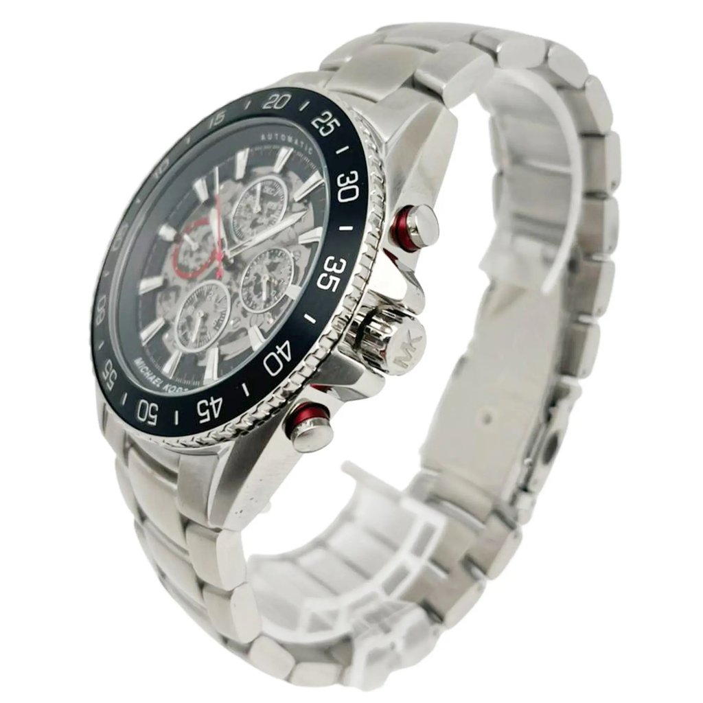 View Of Crown Facing Side Of Michael Kors MK9011 Stainless Steel Watch New With Defects Condition