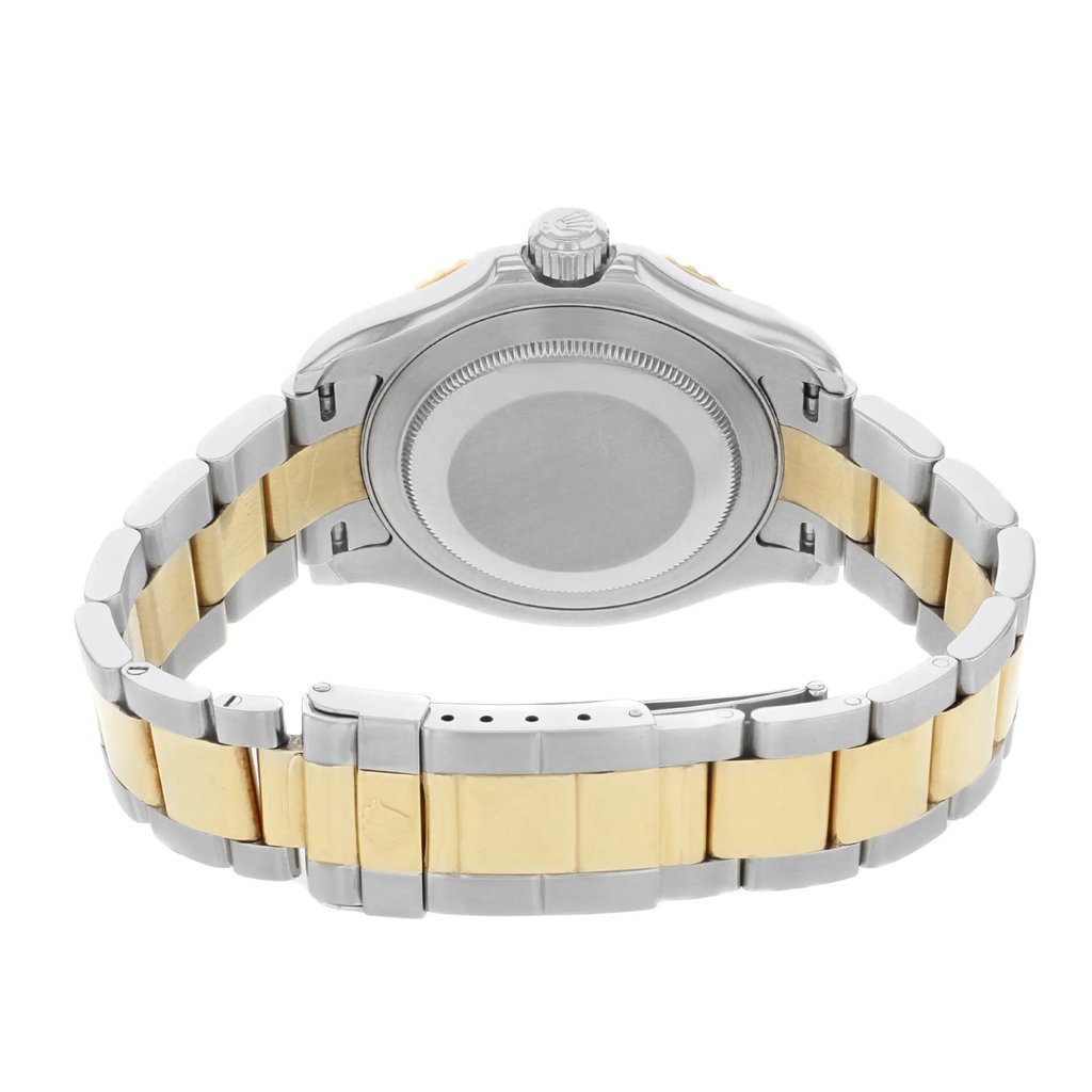 Back View Of Solid Back Case And Closed Stainless and Solid Gold Band Of Rolex 16623 Watch Pre Owned Condition