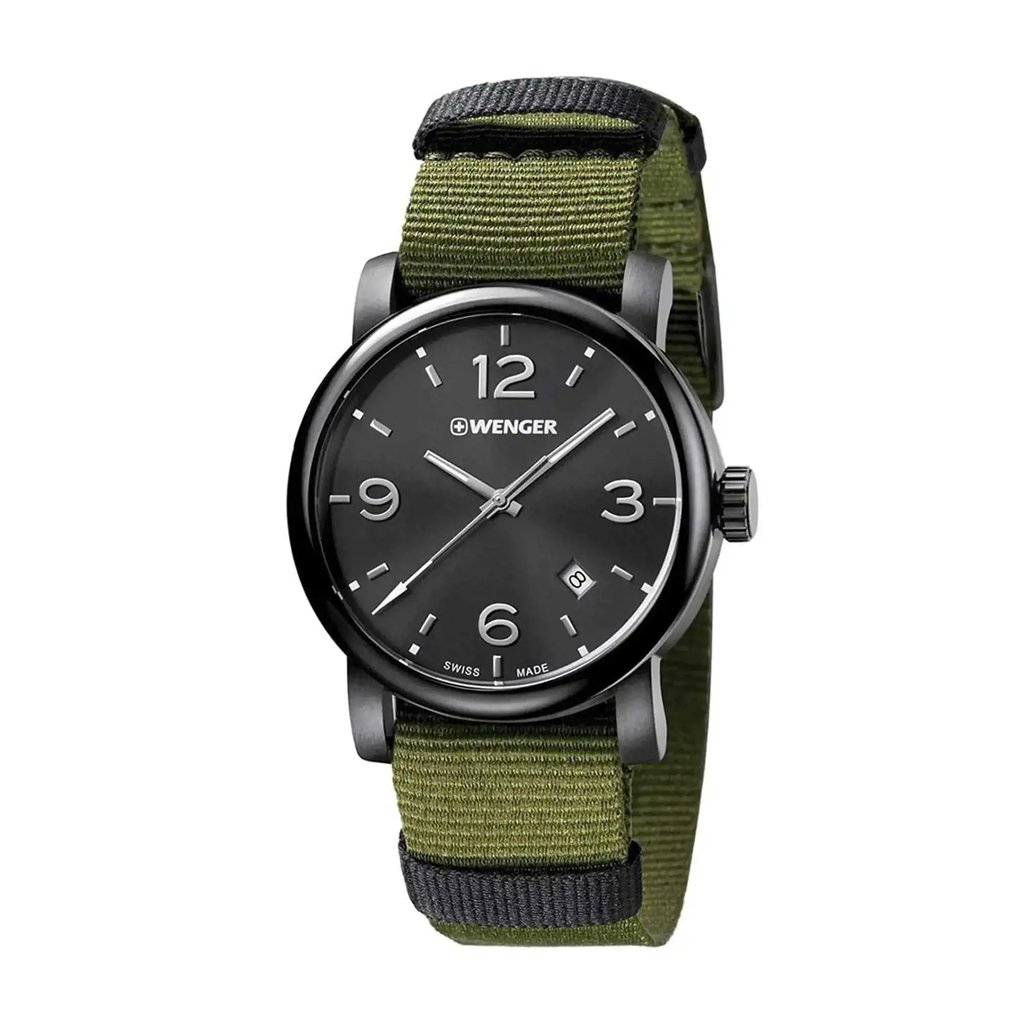 Front Full View Of Wenger 01.1041.130 Stainless Steel Watch Display Model Condition Excellent