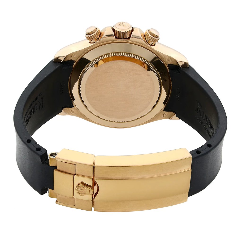 Back View Of {Caseback} Back Case And Closed Rubber Band Of Rolex 116515LN Watch Pre Owned Condition