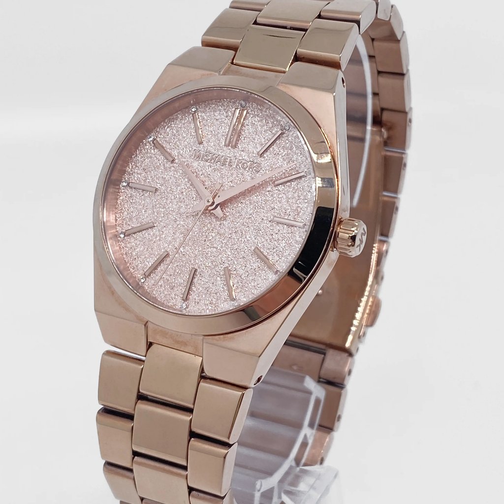 View Of Crown Facing Side Of Michael Kors MK6624 Stainless Steel Watch Display Model Condition