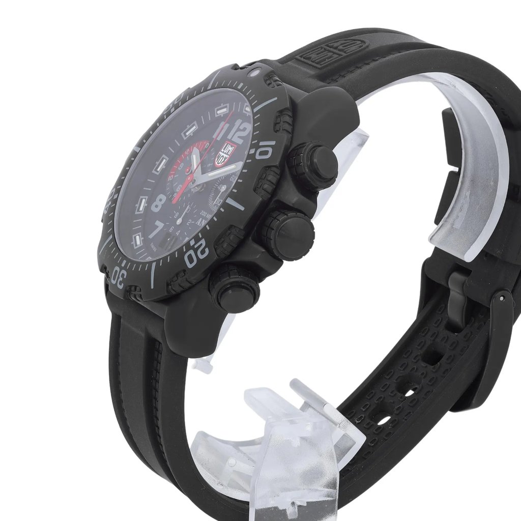 View Of Crown Facing Side Of Luminox XS.4241.NV Stainless Steel Watch Display Model Condition