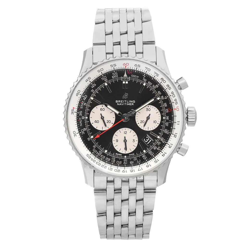 Front Full View Of Breitling AB0121211B1A1 Stainless Steel Watch Display Model Condition Excellent