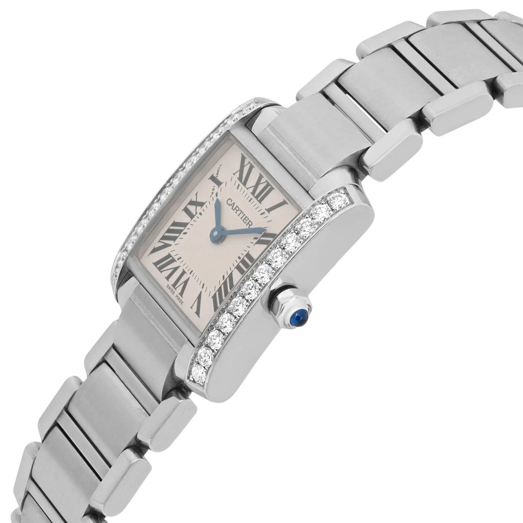 View Of Crown Facing Side Of Cartier W4TA0008 Stainless Steel Watch Pre Owned Condition