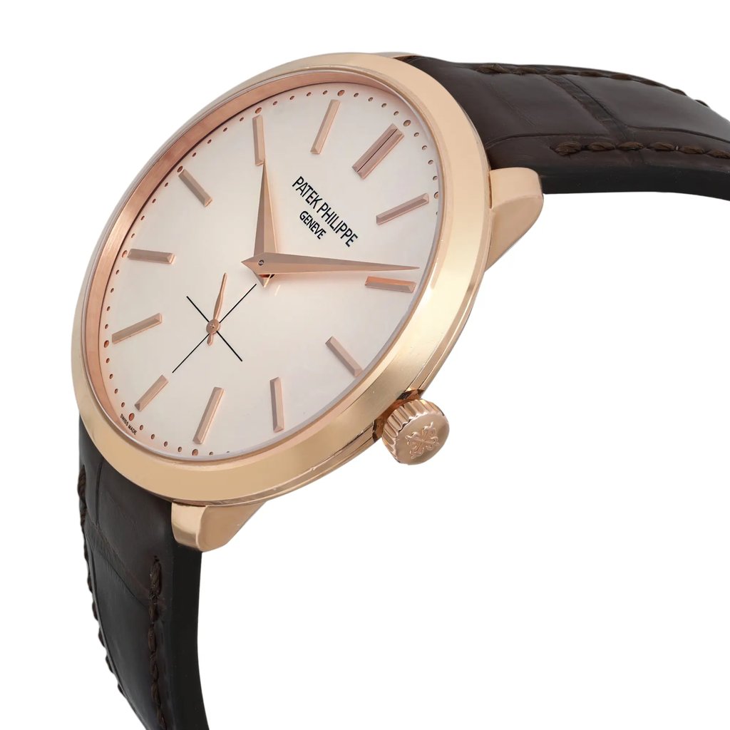 View Of Crown Facing Side Of Patek Philippe 5123R-001 Rose Gold Watch Pre Owned Condition