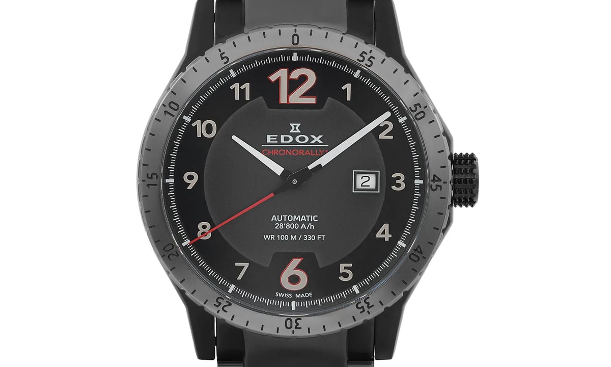 Chronostore - Edox Chronorally 1 Steel 45mm Black Dial Automatic