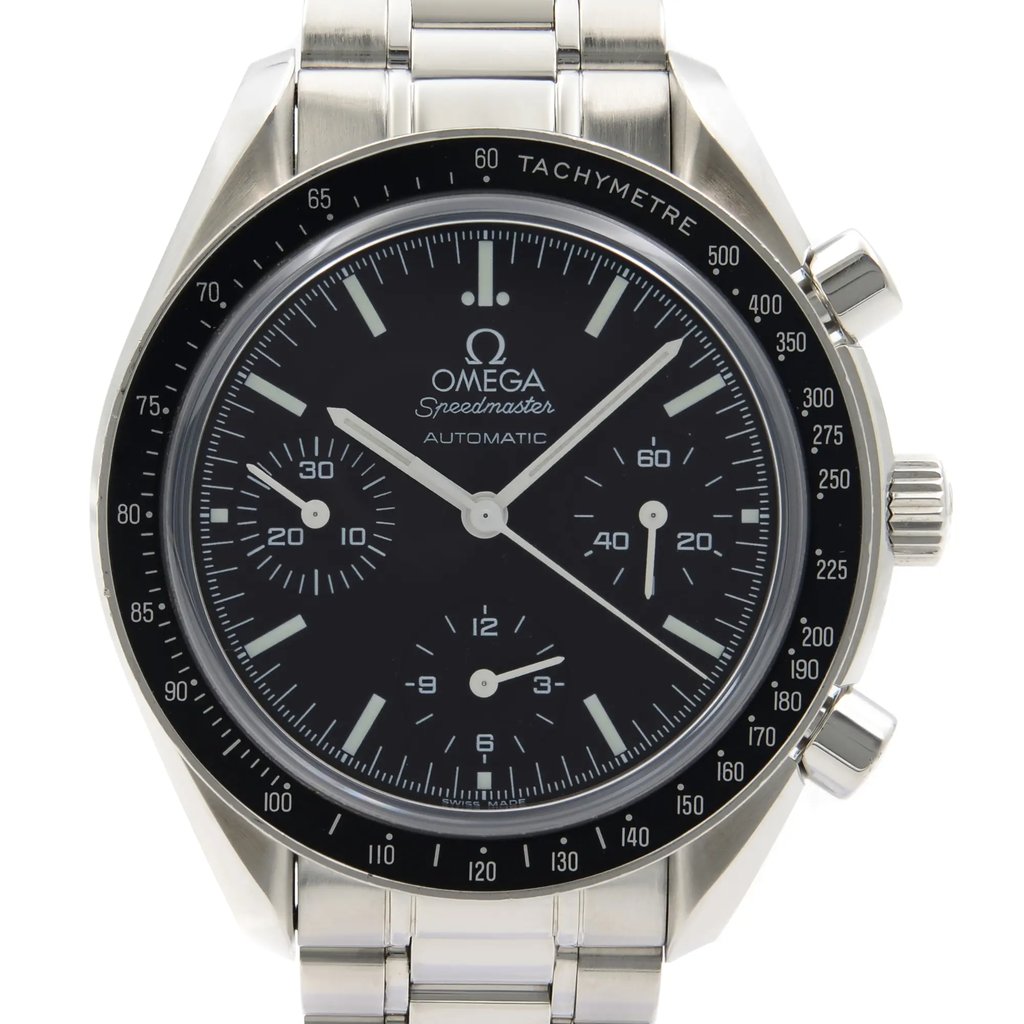 Up Close Front Facing Picture Of OMEGA 3539.50.00 Stainless Steel Watch Pre Owned Condition