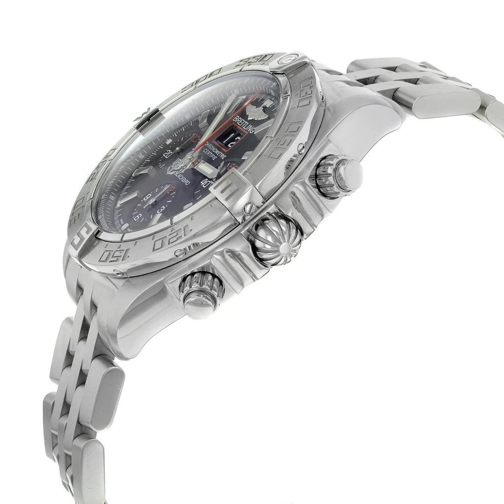 View Of Crown Facing Side Of Breitling A4436010 / BB71-379A Stainless Steel Watch Display Model Condition