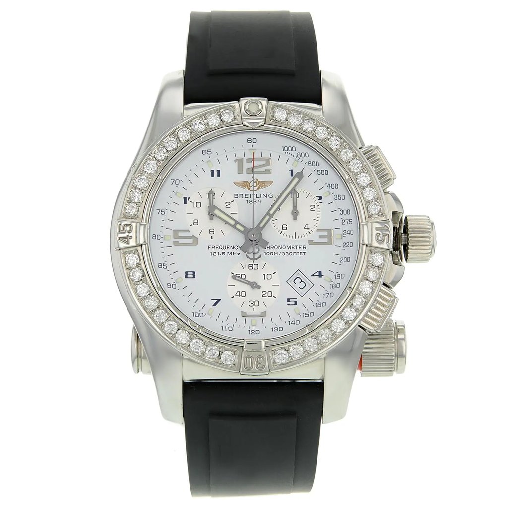 Front Full View Of Breitling A73321 Stainless Steel Watch Pre Owned Condition {Product Condition}
