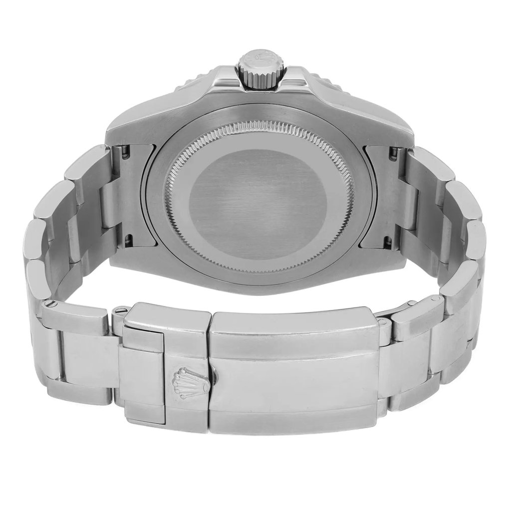 Back View Of Solid Back Case And Closed Stainless Steel Band Of Rolex 116710LN Watch Pre Owned Condition