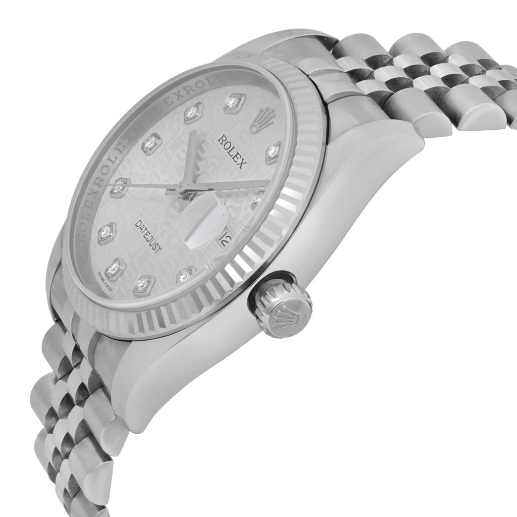 View Of Crown Facing Side Of Rolex 116234 Stainless Steel Watch Pre Owned Condition